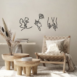 Wallity Rose Kissing Darling Escultura de Pared de Metal Negra